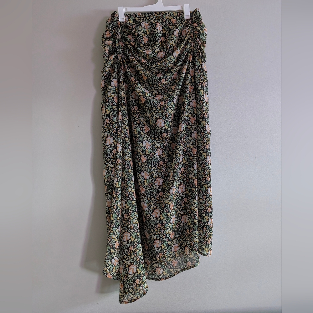 Lulu's Green and Pink Maxi Skirt